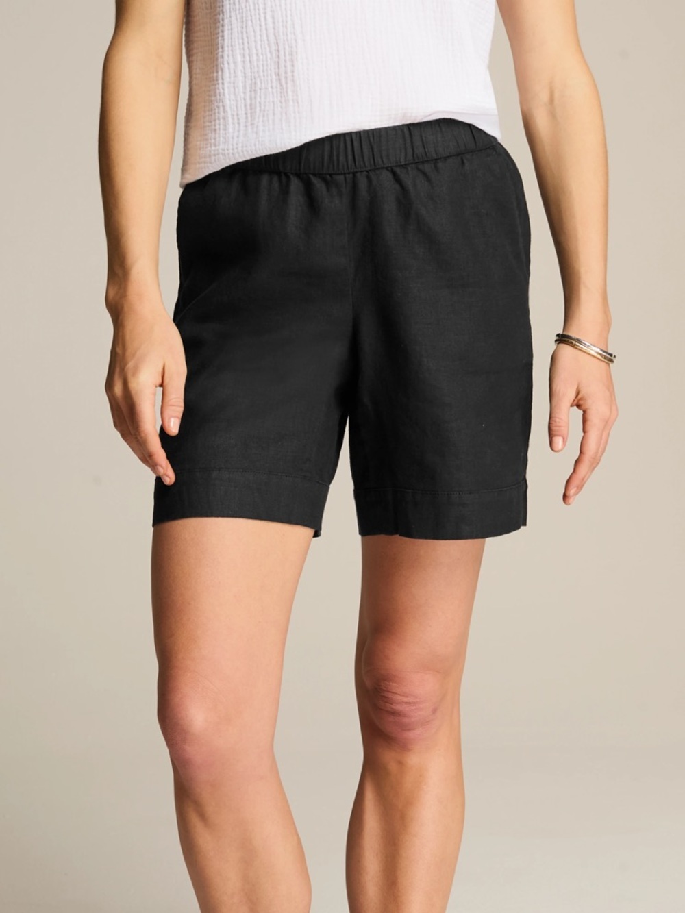 J. Jill Pure Jill Linen Shorts • Classic Black Pull-On Boho Capsule Chic Size L